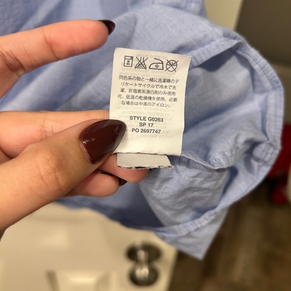 J. CREW Tipped Off The Shoulder Ruffle Blue Cotton Mini Dress XS - Picture 6 of 9